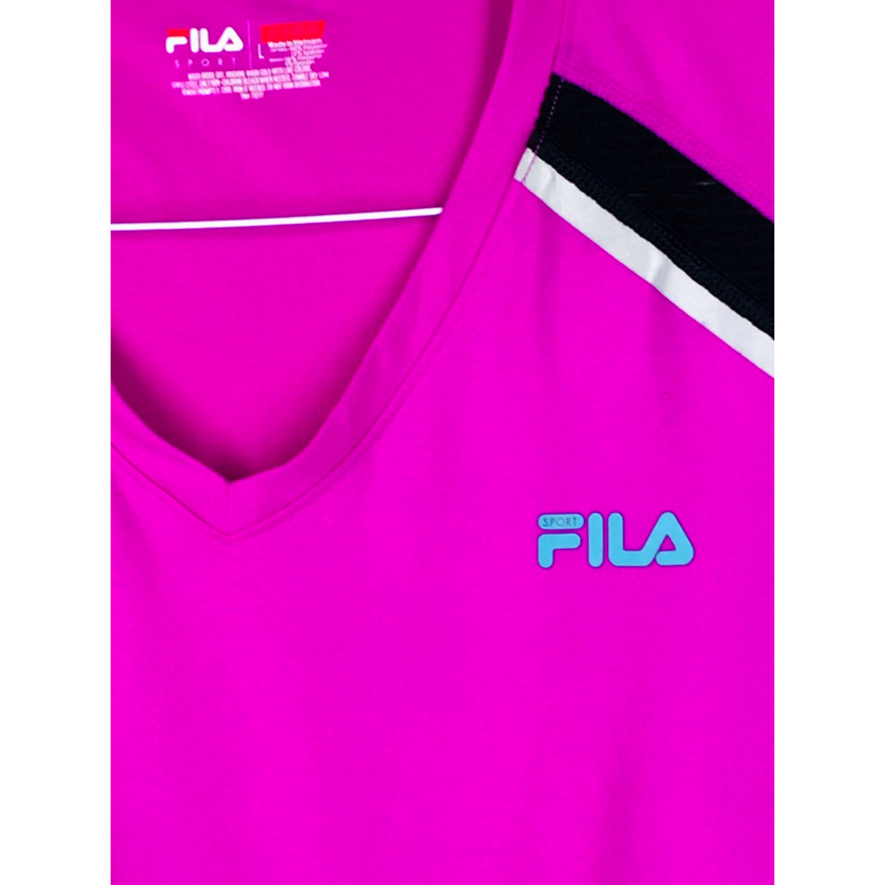 Fila Sport Womens Short Sleeve V-Neck Performance Top Purple Grape Size L - Picture 5 of 10